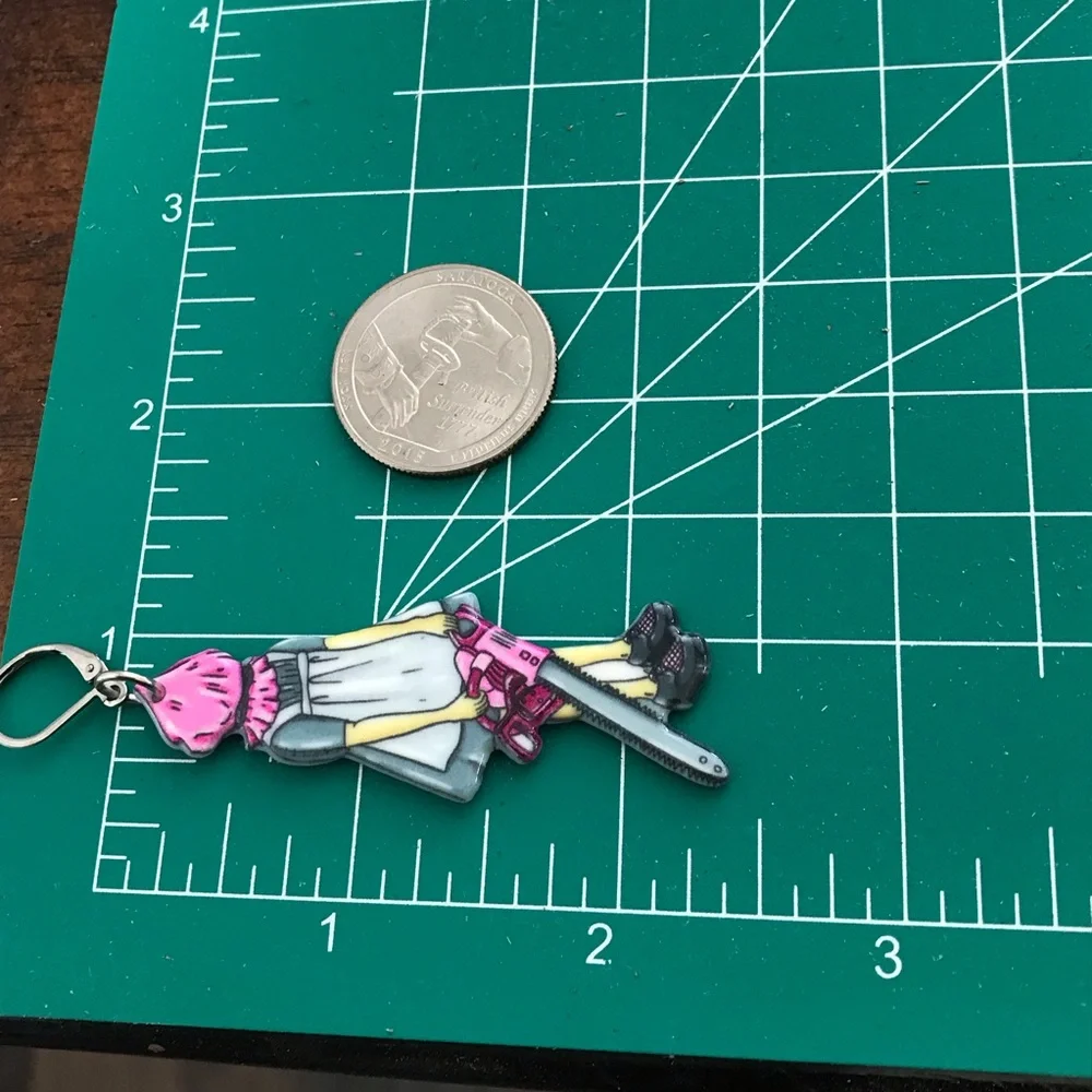 🆕 Blood Bag Type A and Chainsaw Girl Earrings - Picture 3 of 4